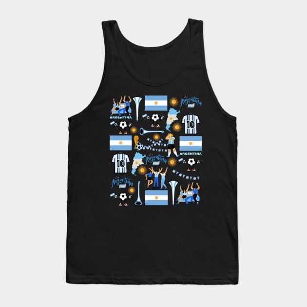 Argentina Soccer Futbol Champions Messi Fans Fun Celebration Pattern Tank Top by jackofdreams22